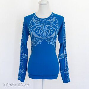 Athleta Seamless Performance Top M Stretch Knit Activewear Yoga Retro Athleisure